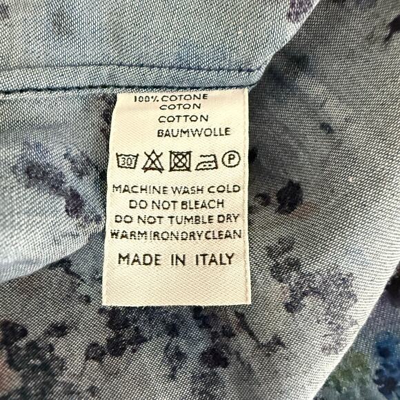 Robert Graham Button Front Long Sleeve Shirt Mancini Indigo Floral Watercolor M - Picture 4 of 7